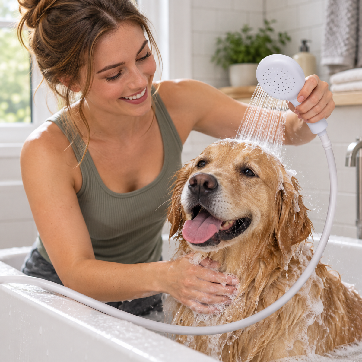🚿 Pet Shower Tool | Silicone Spray Hose | Home Bath Routine | Gift For Dog Owners | Flexible Wash Design