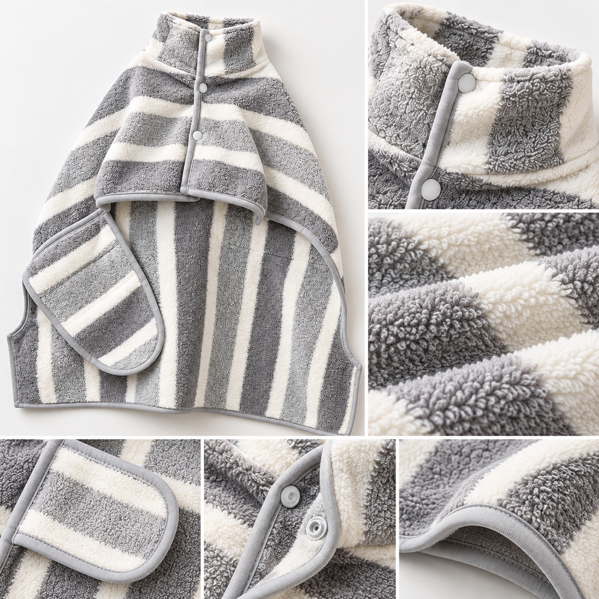 💧 Pet-Approved | Thick Cloud-Soft Coral Fleece | Fast-Drying Striped Pet Robe