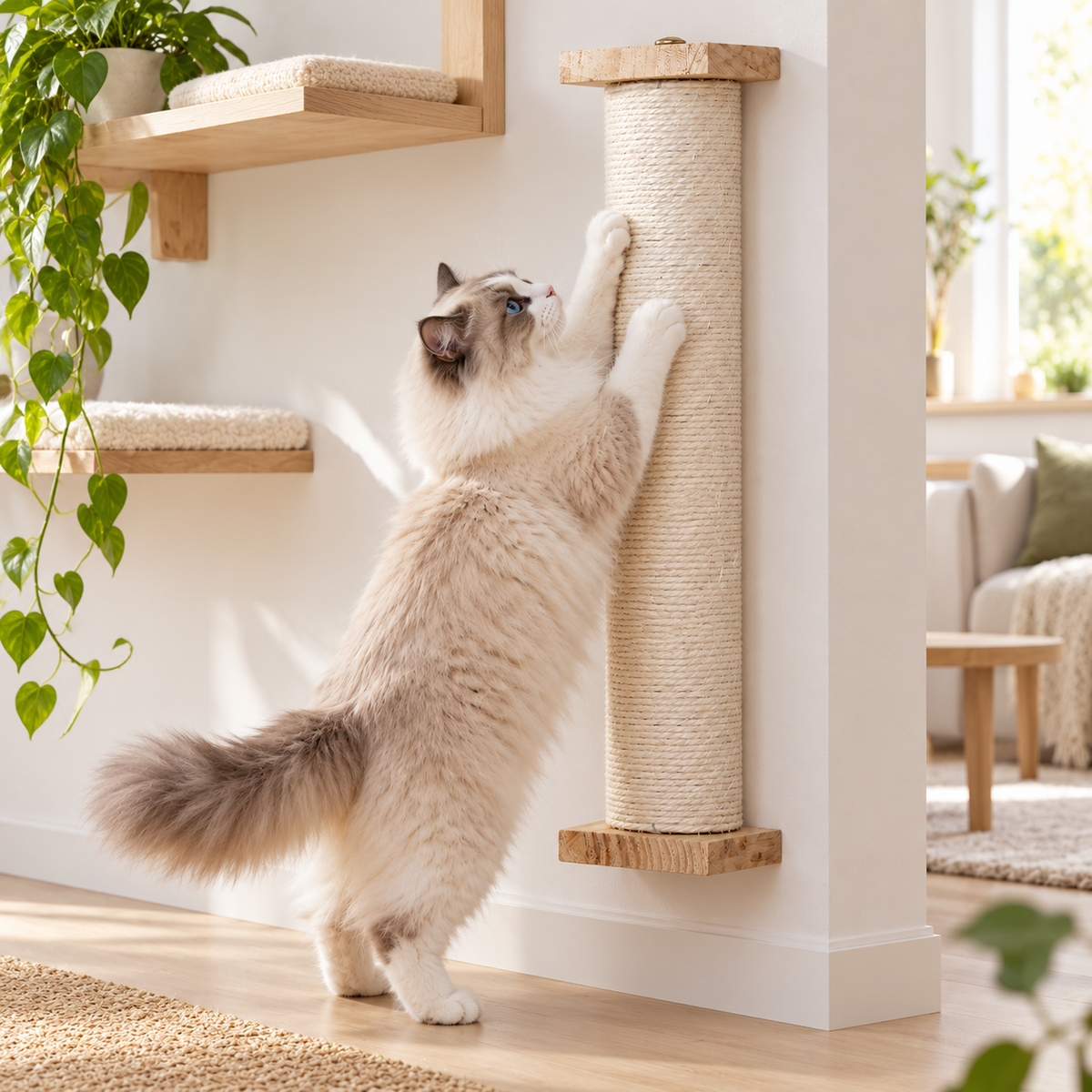 🐱 Modern Cat Scratching Tower | Natural Sisal Rope Design | Home Wall Decor Gift for Cat Lovers